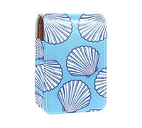 Shell Blue Beautiful Lip Gloss Holder Lipstick Case Portable Mini Lipstick Storage Box Travel Lipstick Organizer Case with Mirror for Women, Varios colores, 9.5x2x7 cm/3.7x0.8x2.7 in