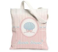 Shell - Bolsa de lona para mujer, diseño de lazos juguetones de verano, color melocotón, lavable, reutilizable, ideas para familiares, amigos, colegas, lectura, amor, 13 x 15 pulgadas