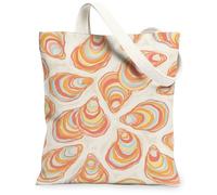 Shell - Bolsa de lona para mujer, diseño de olas de remolino de verano, color coral, lavable, reutilizable, estética, ideas para viajes, trabajo, compras, librería, 13 x 15 pulgadas
