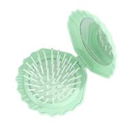 Shell Brush, Shell Shape Pocket Brush for Women, ABS and Glass Small Makeup Mirror Set, Scalp Massage Comb for Grooming, Daily Bathroom, Shower, Poolside, Beach, Camping, Car, Gym, Home, 14x6 cm