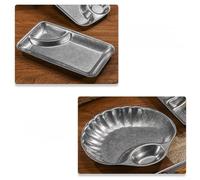 Shell Design - Plato de acero inoxidable con divisor de salsa, para aperitivos, patatas fritas y aperitivos para reuniones en casa (A)