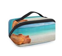 Shell On The Beach - Bolsas de maquillaje de viaje para mujeres, hombres, niñas, niños, playa, bolsa de lavado marino, bolsa de aseo portátil, organizador de artículos de tocador