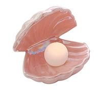Shell Pearl Light lámpara de Shell cerámica adorno de escritorio lámpara decorativa de cabecera batería luz de noche para dormir para el hogar habitación de niños decoración de dormitorio (Pink)