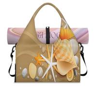 Shell Starfish - Bolsa de deporte para playa, con compartimento para zapatos, estampado de conchas, para fin de semana, noche, para gimnasio, yoga, viajes, color, L, Bolsa de viaje