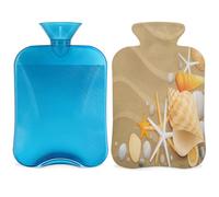 Shell Starfish Botella de agua caliente con tapa, bolsa de agua caliente transparente de 2 l para compresas frías calientes, calentador de manos y pies, alivio del dolor de cuello y hombros (playa