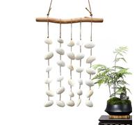 Shell Wall Art - Boho Coastal Driftwood Wind Chime, Natural Seashell Wall Hanging Decor for Bedroom, Living Room, Nursery, Wedding and Home, Bohemian Beach Style Ornament for Indoor Outdoor Use
