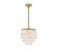 Shell Wind Chime Candelabro Marco de metal Nácar Lámpara colgante Personalizada Creativa Dormitorio Estudio Decoración de la habitación de los niños Lámpara colgante de techo E26 Accesorios de