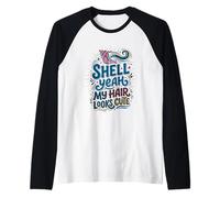 Shell Yeah Beach Mermaid Girl Summer Camiseta Manga Raglan
