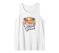 Shell Yeah Divertido Retro Playa Puesta de Sol Juego de Palabras 70s gráfico Vintage Camiseta sin Mangas