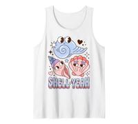 Shell Yeah Seashell Pun Beach Vacation Coastal Humor Camiseta sin Mangas