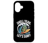 Shell Yeah, Vamos a Surfear, Linda Puesta de Sol en Forma de Tortuga Carcasa para iPhone 16
