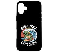 Shell Yeah, Vamos a Surfear, Linda Puesta de Sol en Forma de Tortuga Carcasa para iPhone 16 Plus
