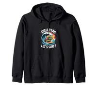 Shell Yeah, Vamos a Surfear, Linda Puesta de Sol en Forma de Tortuga Sudadera con Capucha