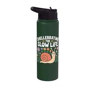 Shellebrating The Slow Life Caracol Jardín Flores Stainless Steel Insulated Water Bottle