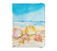 Shells Lying on Sandy Beach - Funda de piel para pasaporte, billetes de gran capacidad, para documentos de viaje para mujer