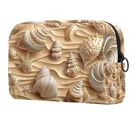 Shells on Sand Waves - Bolsa de cosméticos para mujer, neceser de viaje, bolsa organizadora de maquillaje grande con cremallera, multicolor, 18.5x7.5x13cm/7.3x3x5.1in, Neceser