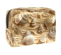 Shells on Sand Waves - Neceser para mujer, neceser de viaje, de PVC, organizador de maquillaje con cremallera, multicolor, 18.5x7.5x13cm/7.3x3x5.1in, Neceser