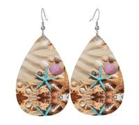 Shells On The Beach - Juego de aretes de lágrima de cuero, ligeros, bohemios, regalo de joyería para mujeres y niñas