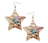Shells on The Beach - Pendientes de moda para mujer, aretes colgantes celestiales, joyería en forma de estrella para una versatilidad, One Size, Cuero