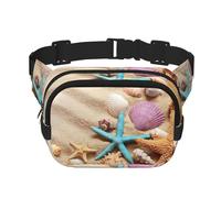 Shells On The Beach - Riñonera con estampado para hombres y mujeres, correa ajustable impermeable, 3 bolsillos para viajes al aire libre