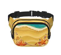 Shells On The Beach - Riñonera con estampado para hombres y mujeres, correa ajustable impermeable, 3 bolsillos para viajes al aire libre