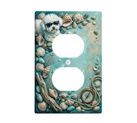 Shells - Placa de pared dúplex con guijarros de coral natural costero, color turquesa de verano, tamaño estándar, doble toma de corriente, para decoración de apartamentos, hogar, dormitorio, oficina