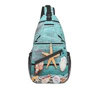 Shells Starfish Red de Pesca Sling Backpack, Travel Hiking Daypack Crossbody Shoulder Bag para Hombres y Mujeres