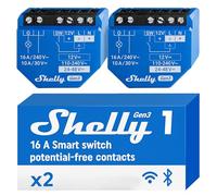 Shelly 1 Gen3 - Interriptor Relé Inteligente con contactos secos, Wi-Fi y Bluetooth, Control remoto de luz por App, Compatible con Alexa y Google Home, No requiere Hub, Chip Shelly de 8MB - 2 Piezas