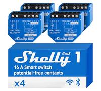 Shelly 1 Gen3 - Interriptor Relé Inteligente con Contactos Secos, Wi-Fi y Bluetooth, Control Remoto de Luz Por App, Compatible con Alexa y Google Home, No requiere Hub, Chip Shelly de 8MB - 4 Piezas