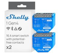 Shelly 1 Gen4 - Módulo interruptor inalámbrico Matter, Zigbee y Wi-Fi, 1 canal 16A, Contactos secos, Relé abrepuertas de garaje, Control por aplicación y voz Alexa, Google y Apple HomeKit - 2 Piezas