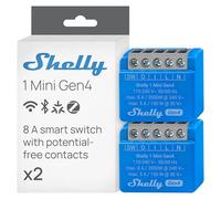 Shelly 1 Mini Gen4 - Módulo interruptor inalámbrico Matter, Zigbee y Wi-Fi, 1 canal 8 A, Contactos secos, Relé de luz, Control por aplicación y voz Alexa, Google y Apple HomeKit - 2 Piezas