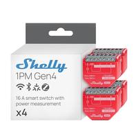 Shelly 1PM Gen4 - Interruptor de relé inteligente con wifi, 1 canal, 16 A, medición de potencia, domótica, no requiere hub, Alexa, Apple HomeKit y Google Home, Zigbee y Matter (4 unidades)