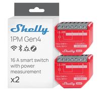 Shelly 1PM Gen4 - Interruptor de relé inteligente con wifi, 1 canal, 16 A, medición de potencia, domótica, no requiere hub, Alexa, Apple HomeKit y Google Home, Zigbee y Matter (2 unidades)