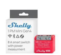 Shelly 1PM Mini Gen4 - Módulo interruptor inalámbrico Matter, Zigbee y Wi-Fi, 1 canal 8 A, Medición de consumo de energía, Relé de luz, Control por aplicación y por voz Alexa, Google, Apple HomeKit