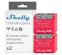 Shelly 1PM Mini Gen4 - Módulo interruptor inalámbrico Matter, Zigbee y Wi-Fi, 1 canal 8A, Medición de consumo de energía, Relé de luz, Control por app y por voz Alexa, Google, Apple HomeKit - 2 Piezas