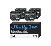 Shelly 2PM Gen3 - Relé Interruptor de persianas inalàmbrico, 2 Canales - 16 A, Wi-Fi & Bluetooth, con Medidor de consumo, Control de app iOS Android y Temporizador, Alexa, Google Home - 4 Piezas