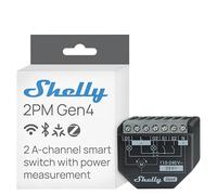 Shelly 2PM Gen4- Interruptor Relé Inteligente Alimentado Por WLAN- Bluetooth- Y Zigbee, 2 Canales, 16A, Medición De Potencia, Interruptor De Persiana, Domótica, Control Remoto, No Requiere Hub, Alexa