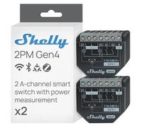 Shelly 2PM Gen4 - Interruptor de relé inteligente WiFi, interruptor de persiana, contador de corriente, 2 canales, 16 A, interruptor de luz, Smart Home, temporizador, Alexa, Google y HomeKit, mate, no