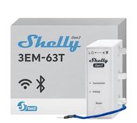 Shelly 3EM-63T Gen3- WiFi & Bluetooth, Monitoreo de Energía, Medición de Corriente Sin Contacto, Compatible con Fotovoltaicos, Instalaciones Trifásicas o Monofásicas, Reloj en Tiempo Real, iOS