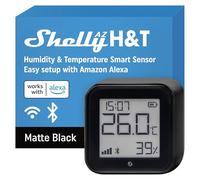Shelly AZ H&T Negro - Termómetro e Higrómetro Wi-Fi 2.4 GHz, Integración directa con Alexa, Sensor de Temperatura y Humedad para Interior iInteligente, Pantalla E-Ink, Alertas por Aplicación