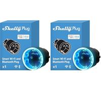 Shelly AZ Plug Negro - Enchufe Inteligente Alexa, 12A (2500 W), Tipo F, Wi-Fi, Medición de consumo eléctrico, Control remoto por app, Temporizador y Horarios, Protección IP20 (Paquete de 2)