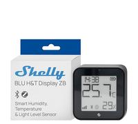 Shelly BLU H&T Display ZB Negro - Sensor de temperatura y humedad inteligente, Bluetooth y Zigbee, Monitor termómetro e higrómetro de interior, Compatible con Alexa, Google, Control con app