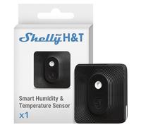 Shelly BLU H&T Negro - Sensor de Temperatura y Humedad Bluetooth, Termómetro e Higrómetro Inteligente, Protección IP54, Alcance de 10 a 30 m, Batería de 2 Años, Almacenamiento de Datos