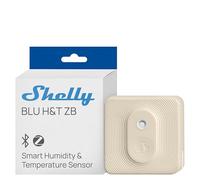 Shelly BLU H&T ZB Marfil - Sensor de temperatura y humedad Zigbee y Bluetooth, Termómetro e Higrómetro inteligente, Protección IP54, Con batería 2 años, Requiere hub, Control por app