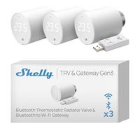 Shelly BLU TRV Gen3 & BLU Gateway Gen3 - Cabezal Termostático Inteligente para Válvula de radiador, Regulador de Temperature Bluetooth con Pasarela BLE- Wi-Fi, Control Remoto por App (3 Piezas)