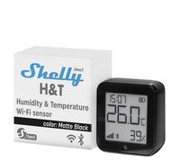 Shelly H&T Gen3 Negro - Termómetro Higrómetro Wi-Fi & Bluetooth, Medidor Inalámbrico de Temperatura y Humedad, Almacenamiento de Datos, Control Remoto por App, Bateria Larga Duración o USB