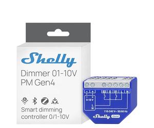 Shelly Dimmer 0/1-10V PM Gen4 - Variateur LED Connecté pour Drivers 0-10V et 1-10V, Wi-Fi 6, Zigbee, Matter et Bluetooth, Mesure de Consommation, Mode Nuit, Horaires,Hub non-requis, Alexa, Google Home