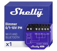 Shelly Dimmer 0/1-10V PM - Módulo Regulador de Luz Wi-Fi, Atenuador Wi-Fi con Medición de Consumo, Para LED Regulables, Montaje Carril DIN, Control Remoto por App, Alexa, Google Home, No Requiere Hub