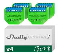 Shelly Dimmer 2, Módulo Regulador dee Luz Wi-Fi, Atenuador Inalámbrico, No necesita neutro, LED 10-220W, incandescentes/Halógenas 1-220W Compatible con Alexa & Google Home, iOS Android App (4 Piezas)