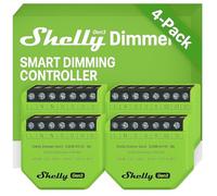 Shelly Dimmer Gen3 - Pack de 4 atenuadores inteligentes WiFi, domóticos, luces regulables, tiras LED, sin cable neutro, horarios inteligentes, sin concentrador requerido, iOS y Android, Alexa y Google